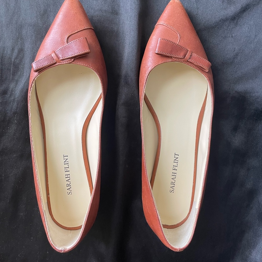 Sarah Flint Natalie Leather Bow Flats